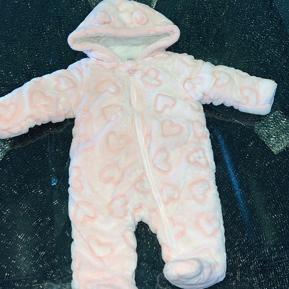 Cozy Pink Heart Baby Onesie